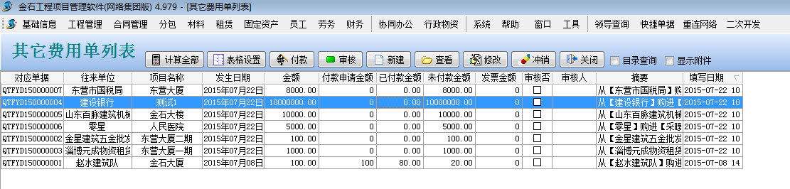 費用列表