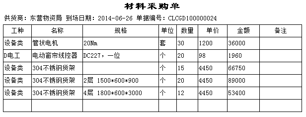 材料采購單