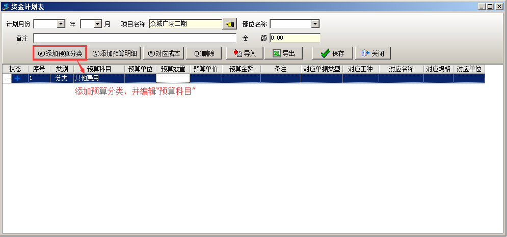 資金計劃表
