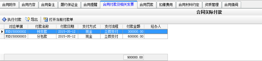 合同實際付款