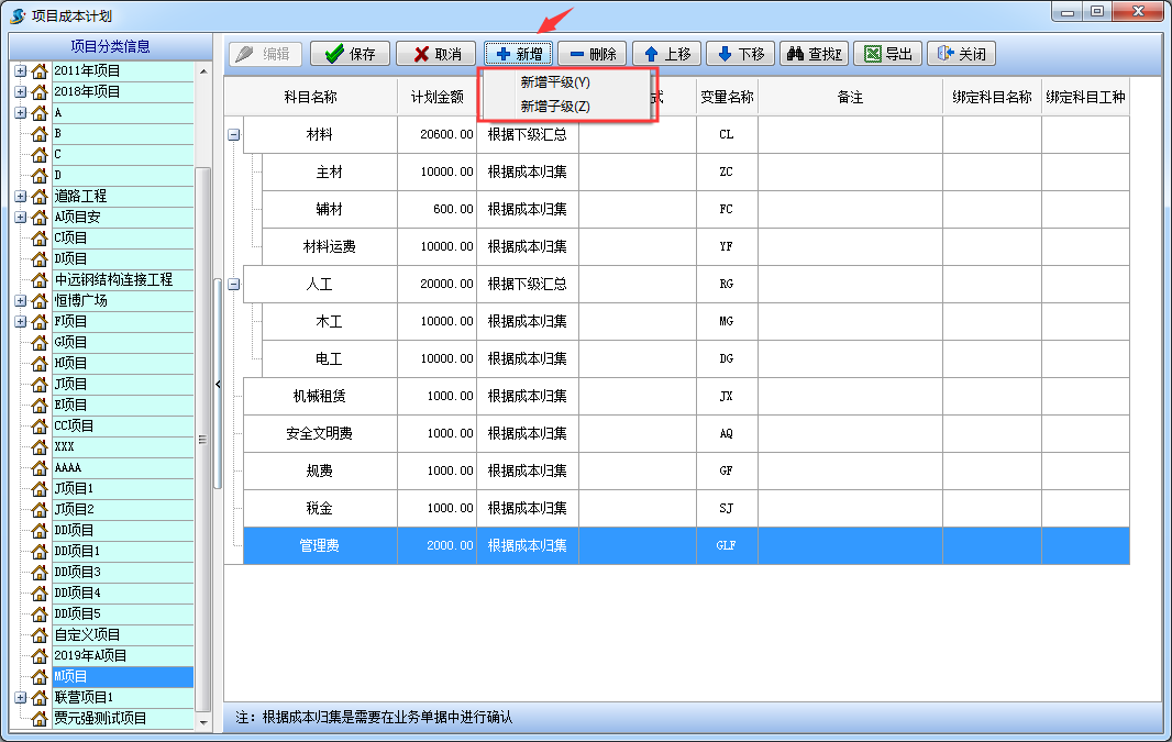 項目成本計劃