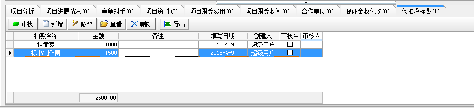 代扣投標費