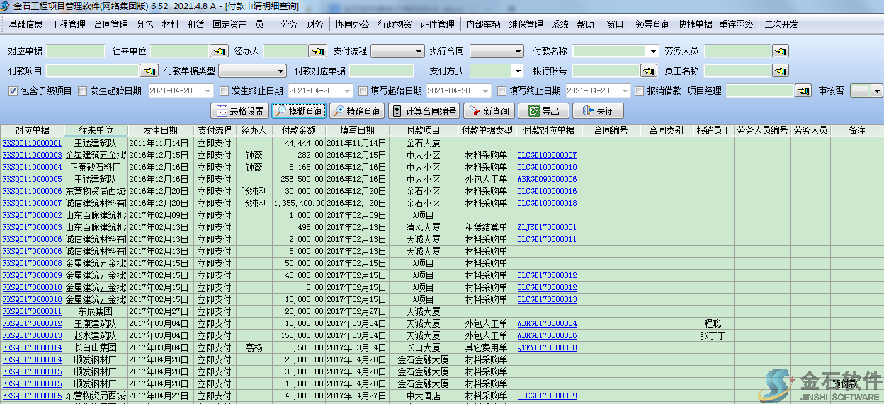 付款申請明細